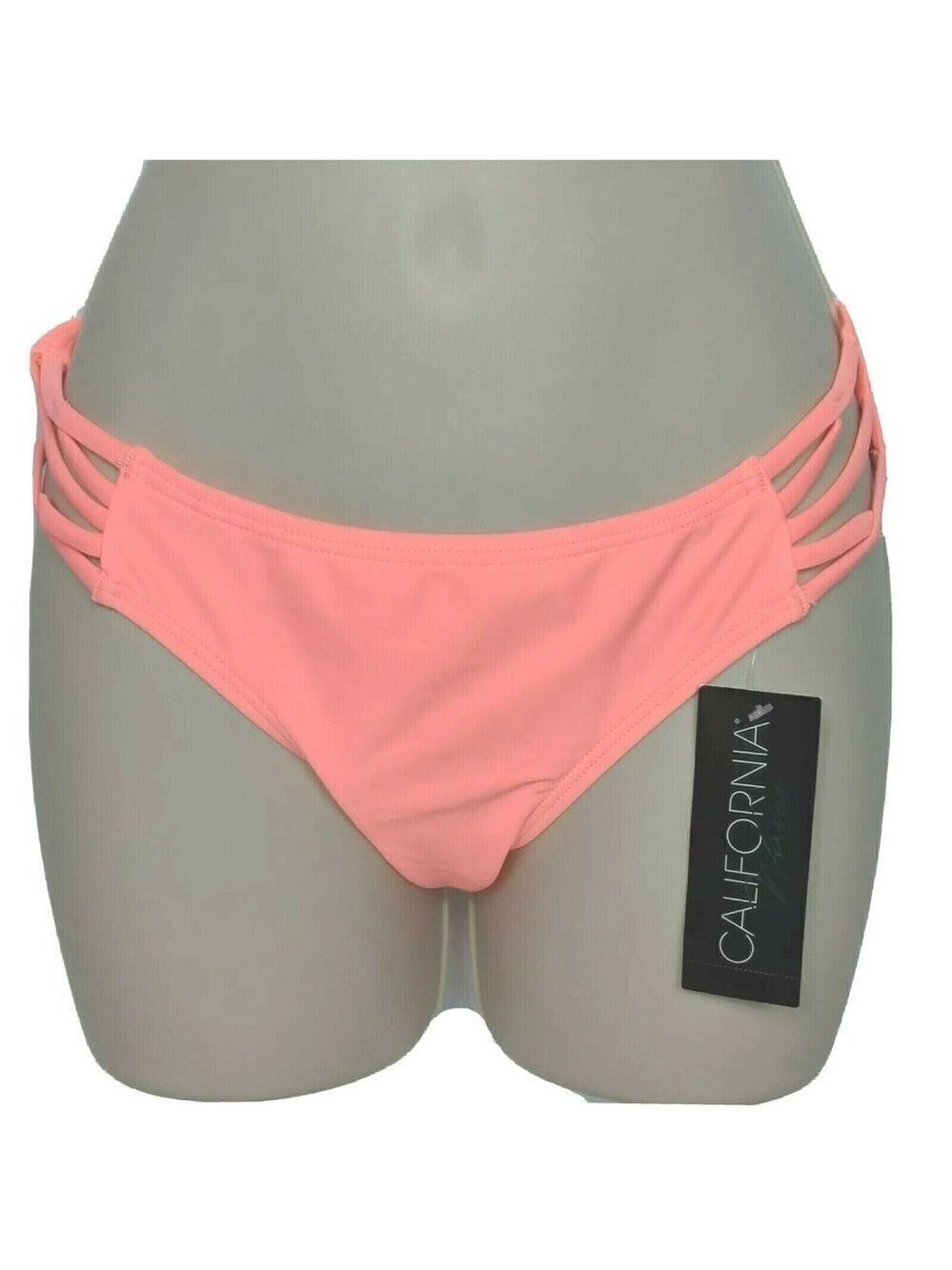 California Waves Coral Hipster Bikini Bottom Small